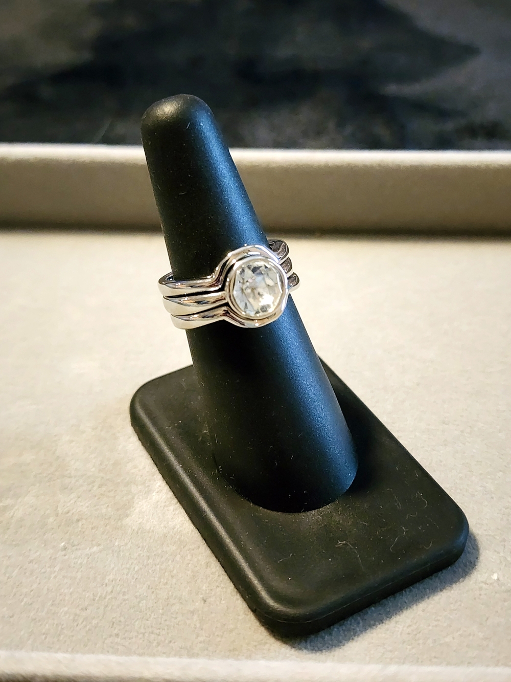 Sterling Silver Clear Stone Stackable Ring - Women Jewelry